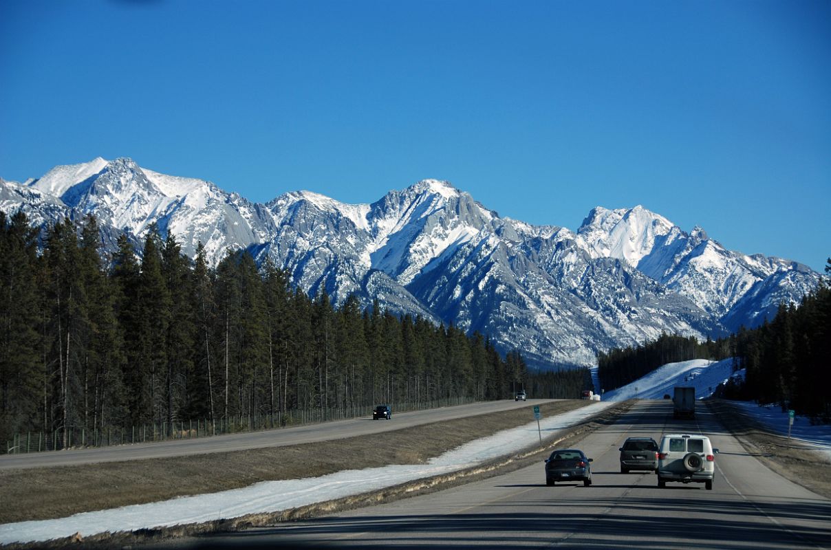 23 Cockscomb Mountain, The Finger and Mount Corey Afternoon From Trans Canada Highway Driving Between Banff And Lake Louise in Winter